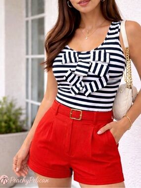 Kate Spade Nautical Sailor Striped Bow Tank Size XS